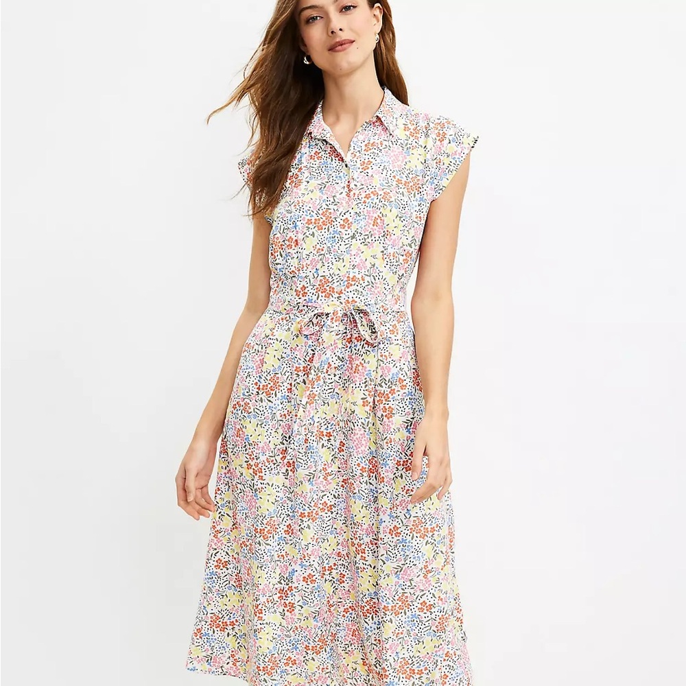 LOFT Multicolor Floral Shirt Dress